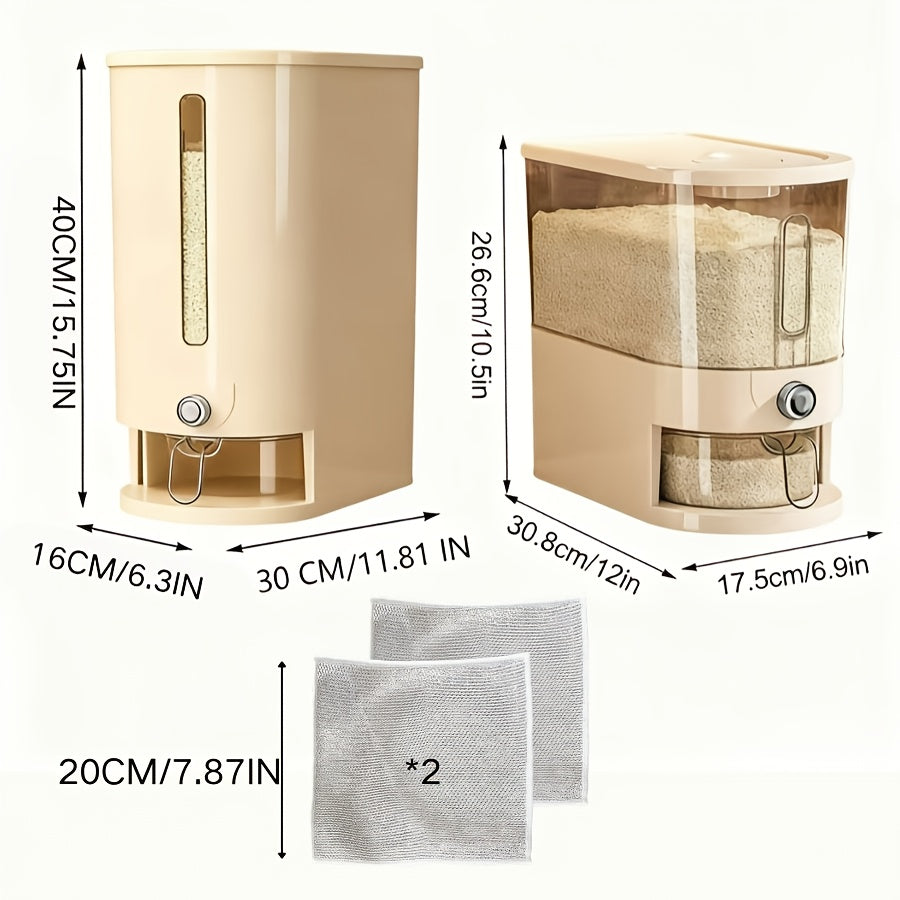 Insect-Proof Moisture-Proof Sealed Large-Capacity Rice Container 11Lbs/22Lbs Quantitative Rice Storage Bucket with Measuring Cup Flip-Top Food-Grade Durable PET Flour Storage Box Home Kitchen Fashion Organization Grain Storage Organizer, PP Material