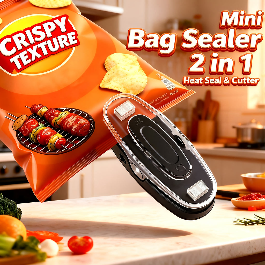 2-in-1 USB Rechargeable Heat Sealer with Built-In Cutter, Bag Closer Keep Snacks Fresh to Carry &Store, Portable Packaging Food Plastic Bags Sealer Machine for Easy Kitchen Organization, Food Storage, Efficient Sealing Bag Closure, Gift for Christmas