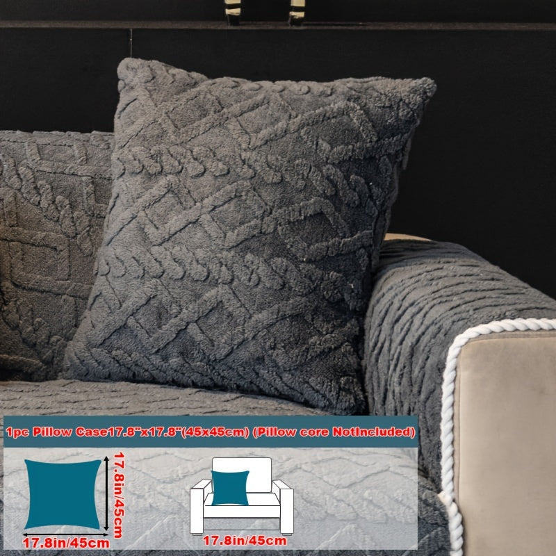 1pc Plush Sofa Mat, Polyester Shu Velveteen Jacquard Knit Fabric Couch Cover, 200-250 g/㎡, Separate Seating Modern Style, Machine Washable Anti-Slip Protection, for Bedroom Office Living Room Home Decoration