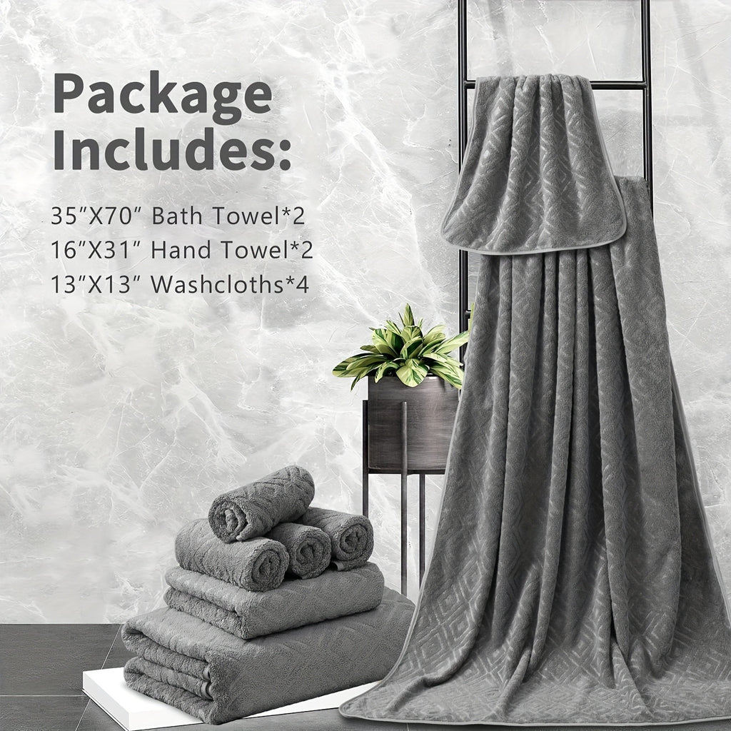 8pcs Extra Large Bath Towel, Ultra-Soft Thick Bath Towel Highly Absorbent Quick Dry Towel 700GSM Includes 2 Oversized Bath Towels & 2 Hand Towels & 4 Towels for Bathroom Hotels Gym, Wash Cloths