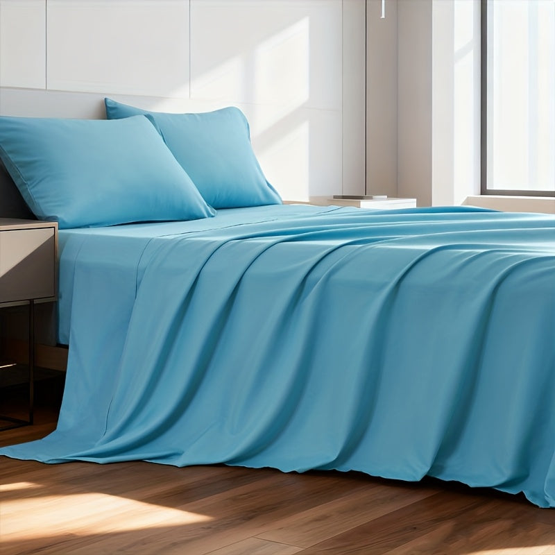 Thread Count: 500, 3pcs/4pcs 18 Inch Extra Deep Pocket Bed Sheets Sets, Fits Deep Mattress, Breathable & Premium Brushed Microfiber, Hotel Luxury Bed Sheet Set - Soft, Wrinkle Free & Comfy, Pillowcase, Bed Sheet, Fitted Sheet, Twin/ Full/ Queen/