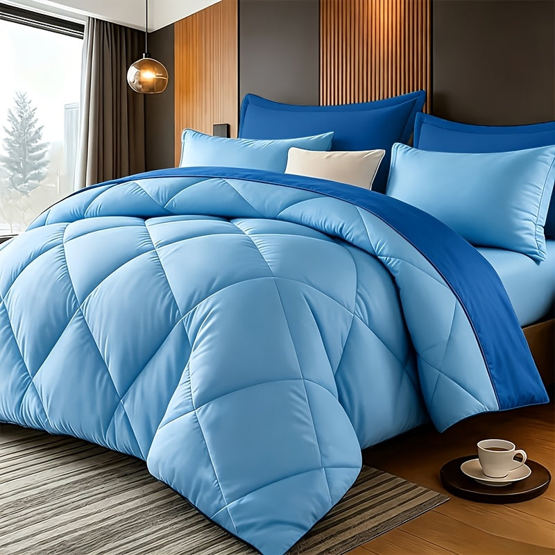 Two/Three Pcs Solid Color Large And Extra-Large Bed Sheet Sets Soft Comfortable And Fiber Filled Lightweight Fabric Breathable Quilt Easy to Take Care of Equipped with Quilt And Pillowcases 1 Quilt, 1/2 Pillowcases, for Bedroom, Random Color