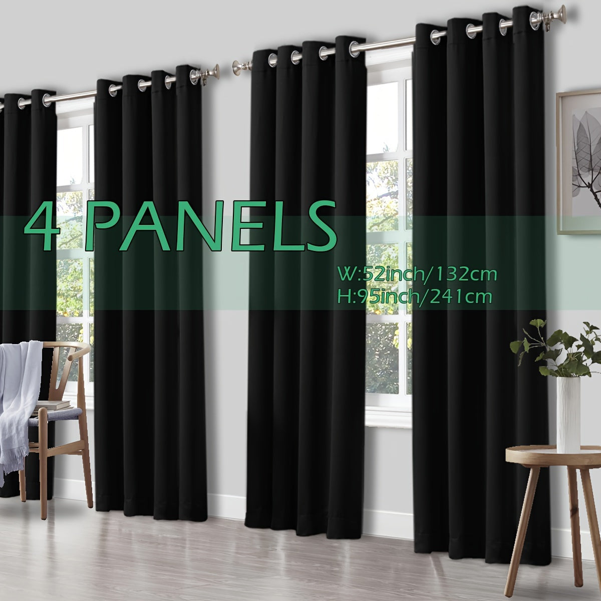 4 Panels Thermal Insulated Blackout Curtains - Triple Weave Thermal Insulation & Light Blocking, Solid Grommet Top, Polyester/ Linen-like Fabric, Deep Red for Bedroom, Living Room, Office - Window Drapes for Complete Darkness & Comf