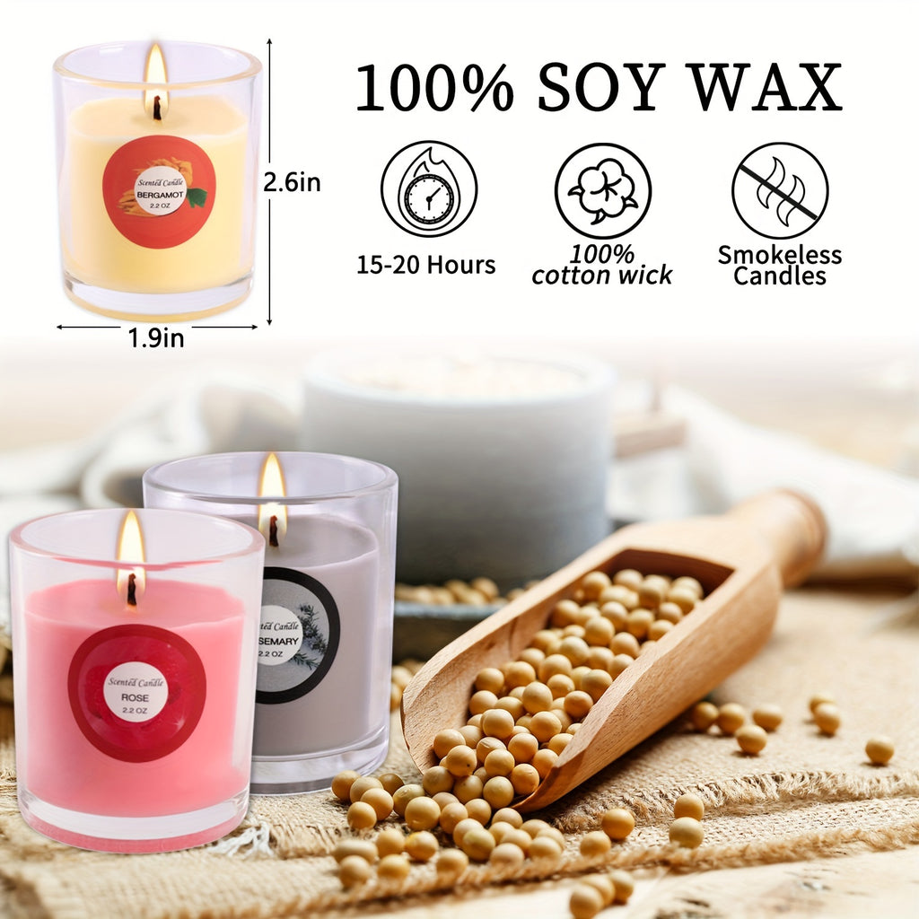 20 Pack Strong Scented Soy Wax Candles in Glass Jars - 10 Aromas (Lavender, Vanilla, Jasmine) with Decorative Dried Flower Labels, Individually Wrapped Gift Set for, Birthdays, Christmas, Valentine’s Day, Weddings & Decor (Rain