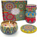 4 Scented Candles, Jasmine, Woody Scent, Lavender And Rose Fragrance, Suitable for Relaxation, Bath, Yoga-Perfect Holiday Gift, Random Color, Candle Box