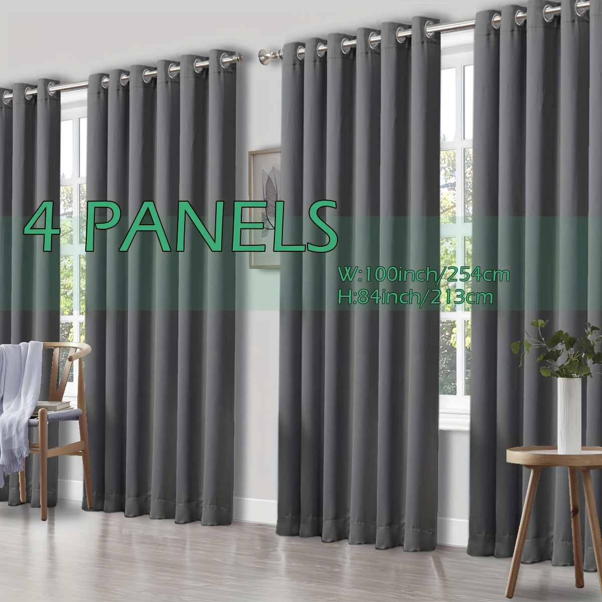 4 Panels Thermal Insulated Blackout Curtains - Triple Weave Thermal Insulation & Light Blocking, Solid Grommet Top, Polyester/ Linen-like Fabric, Deep Red for Bedroom, Living Room, Office - Window Drapes for Complete Darkness & Comf