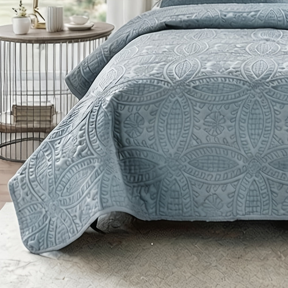 1pc Lightweight All-Season Bedspread - Soundwave Technology Embossed Coin Pattern, Soft & Breathable, Non-Slip Design for Bedroom/ Dorm/ Guest Room Choose from 6 Stylish Colors(Excludes Pillowcases)