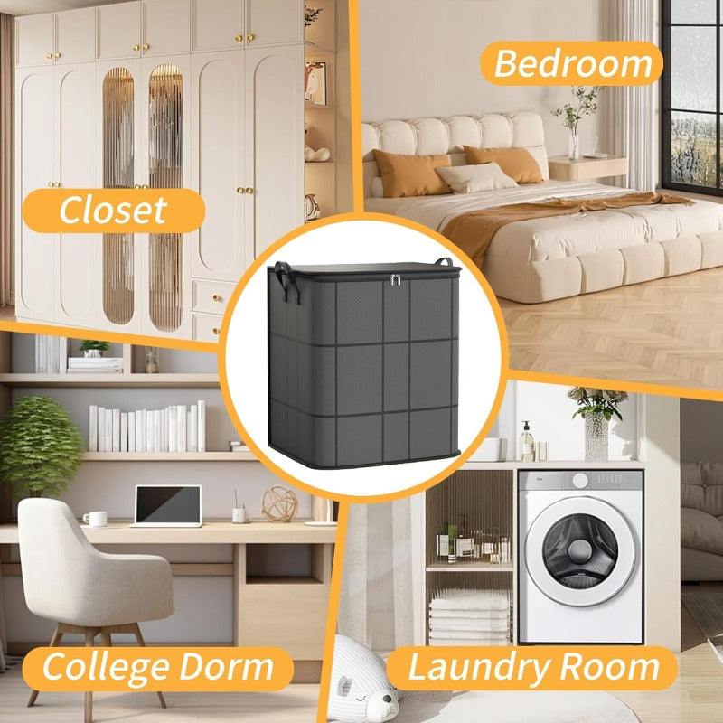3 Pack Large Clothes Storage Bags, Closet Organizers Storage Containers, Collapsible Storage Bins with Reinforced Handles, Sturdy Zippers, for Clothing, Blanket, Comforters, Under-Bed Storage