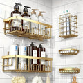 Shower Caddy Organizer, 5-Pack Adhesive Rustproof Stainless Steel Shower Shelves with Soap Holder, No Drilling Shower Storage Rack for Family Renters Bathroom, Random Colors to Choose, Shower Caddies