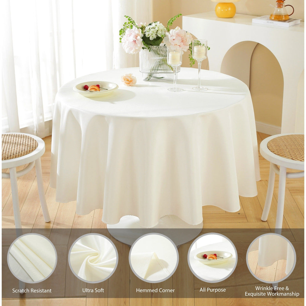 10 Pack Round Tablecloth, Round Premium Tablecloth, Polyester Fabric Washable Tablecloth for Home, Party, Wedding or Restaurant Use.