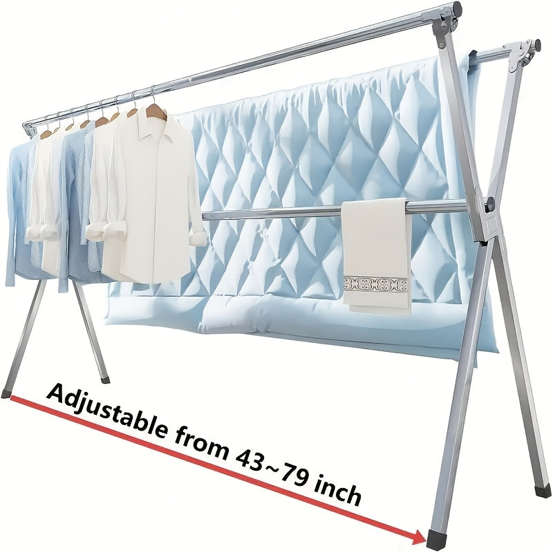 A Versatile Clothes Drying Rack Available in Three Sizes, 63", 78.7" And 95", Designed for Both Indoor And Outdoor Use. This Durable Metal Rack Is Collapsible And Features a Heavy-Duty Stainless Steel Clothesline, Drying Racks