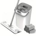 Hands-free Flat Mop And Bucket Set With 5 Mops - Suitable For Bedrooms, Kitchens, Living Rooms, Bathrooms - Made Of Durable Plastic - Efficient Cleaning Solution With Bathroom Storage Function