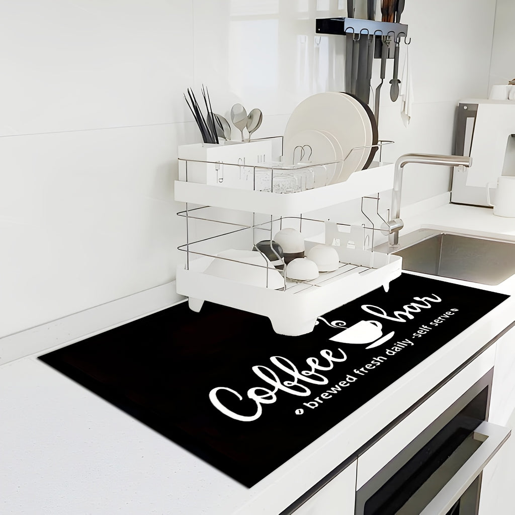 Multi-functional Mat, Coffee Machine Mat, Dish Drying Mat, Bohemian-themed Coffee Bar Mat, Suitable for Coffee Station Accessories and Storage Boxes, Absorbent for Dishwashers, Suitable for Kitchen Counters, Coffee Machine Mat Gift