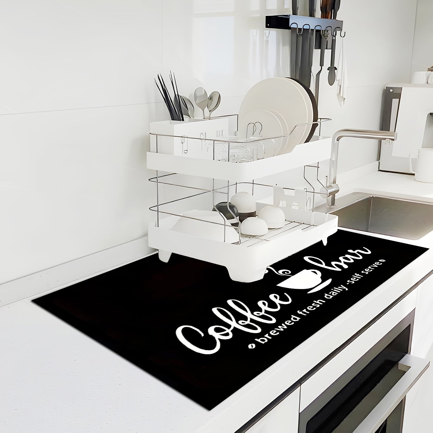 Multi-functional Mat, Coffee Machine Mat, Dish Drying Mat, Bohemian-themed Coffee Bar Mat, Suitable for Coffee Station Accessories and Storage Boxes, Absorbent for Dishwashers, Suitable for Kitchen Counters, Coffee Machine Mat Gift