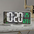 1pc Alarm Clock For Bedroom, 6. 7" Desk Digital Clock, Led Clock, Mirror Clock, Dual Alarm Clock For Living Room With Seconds, Date, Week, 12/24h, Dimming