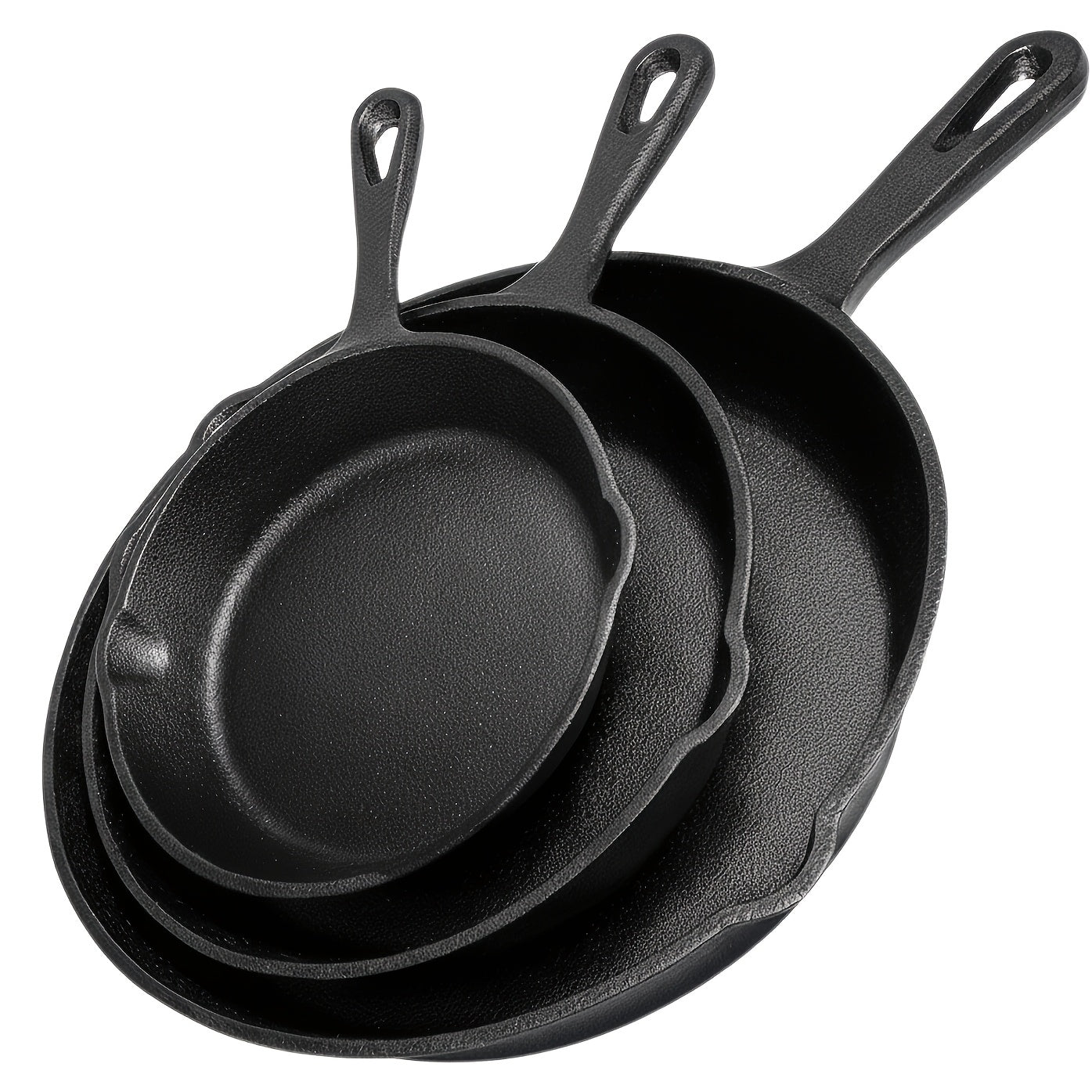 Cast Iron Skillet 3pcs Set, Heavy-Duty Pre-Seasoned Cookware For Superior Heat Retention, Multi-Functional With Ergonomic Handles, 6 Inch 8 Inch 10 Inch Frying Pans For Indoor And Outdoor Cooking