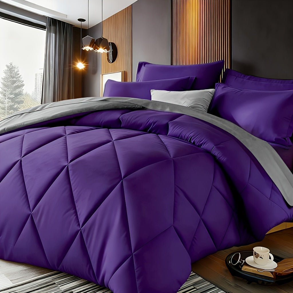 2/3pcs Solid Color Diamond Pattern Large & Extra-Large Bed Sheet Sets Soft Comfortable And Ultra-fine Fiber Filled Lightweight Fabric Breathable Quilt Easy to Take Care Of Equipped with Quilts And Pillowcases Luxurious Quality & Ideal Gift