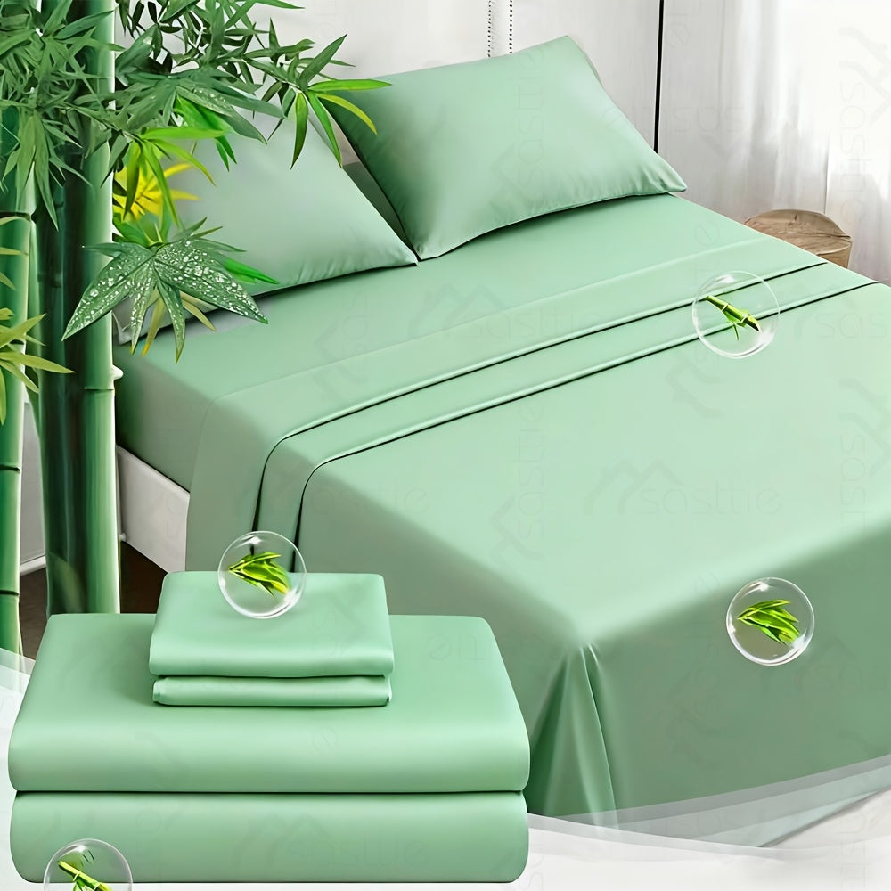 3/4pcs Bamboo Bed Sheet Set-Bamboo Kids Bed Sheet-Ultra Soft & Breathable Bed Sheets-Deep Pocket Up to 16" Hotel Soft Bedding-Perfect for Hot Sleepers-Great Gifts Bedding Sheets Set Bamboo Sheets Sets All Sizes Cooling Bamboo Sheets Random Color