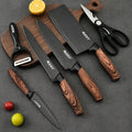 Professional 6/7pcs Cooking Utensil Set, Practical Knife, Peeler, And Scissors Made Of High-carbon Stainless Steel With Ultra-sharp Edges And Non-stick Ergonomic Wooden Handles. Chef'S Knife Set, Suitable For Family Travel, Vegetable, Meat