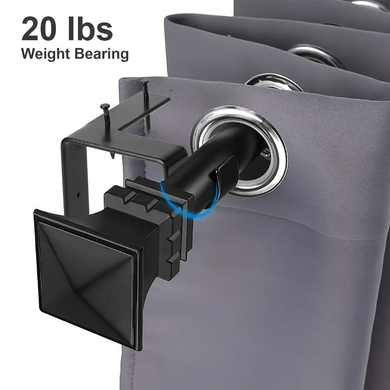 4/8pcs No-Drill Curtain Rod Bracket, Adjustable Curtain Rod Holder with Easy Installation, Heavy-Duty Window Curtain Support with Wall-Mounted Design, Ideal for Living Room, Bedroom, And Doors