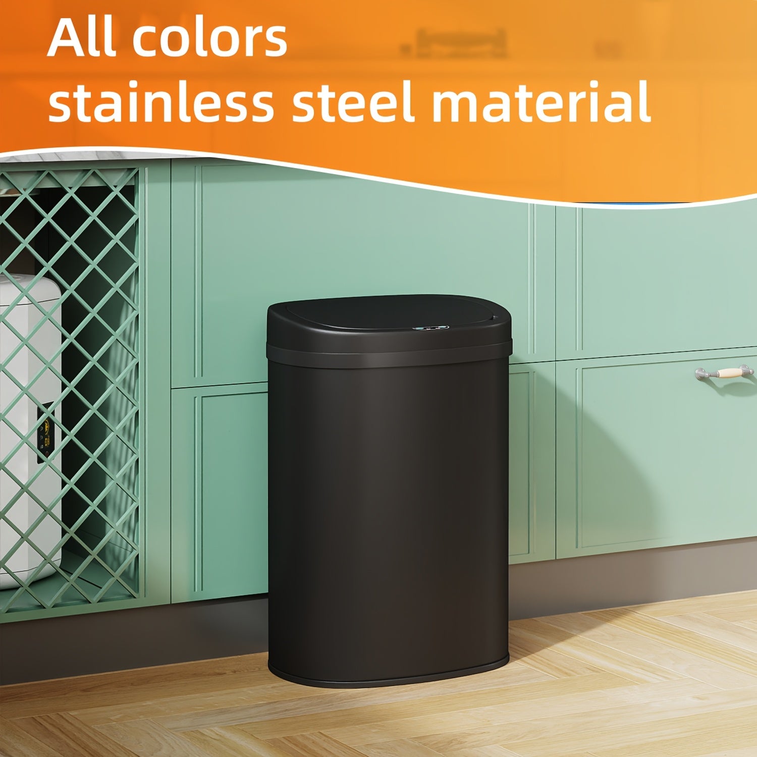 13 Gallon Trash Can Kitchen, Automatic Garbage Can Touchless Motion Sensor, Stainless Steel Trash Can with lid Anti-Fingerprint Mute Designed, Waste Bin 50L, for Office Bedroom Living Room Trash Can