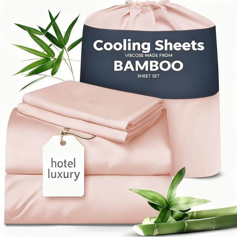 Cooling Sheets for Hot Sleepers Bamboo Bed Sheets Set 4 Pcs 1660TC Ultra Soft Deep Pocket Fitted Sheet & Pillowcases Twin Full Queen King Multiple Colors
