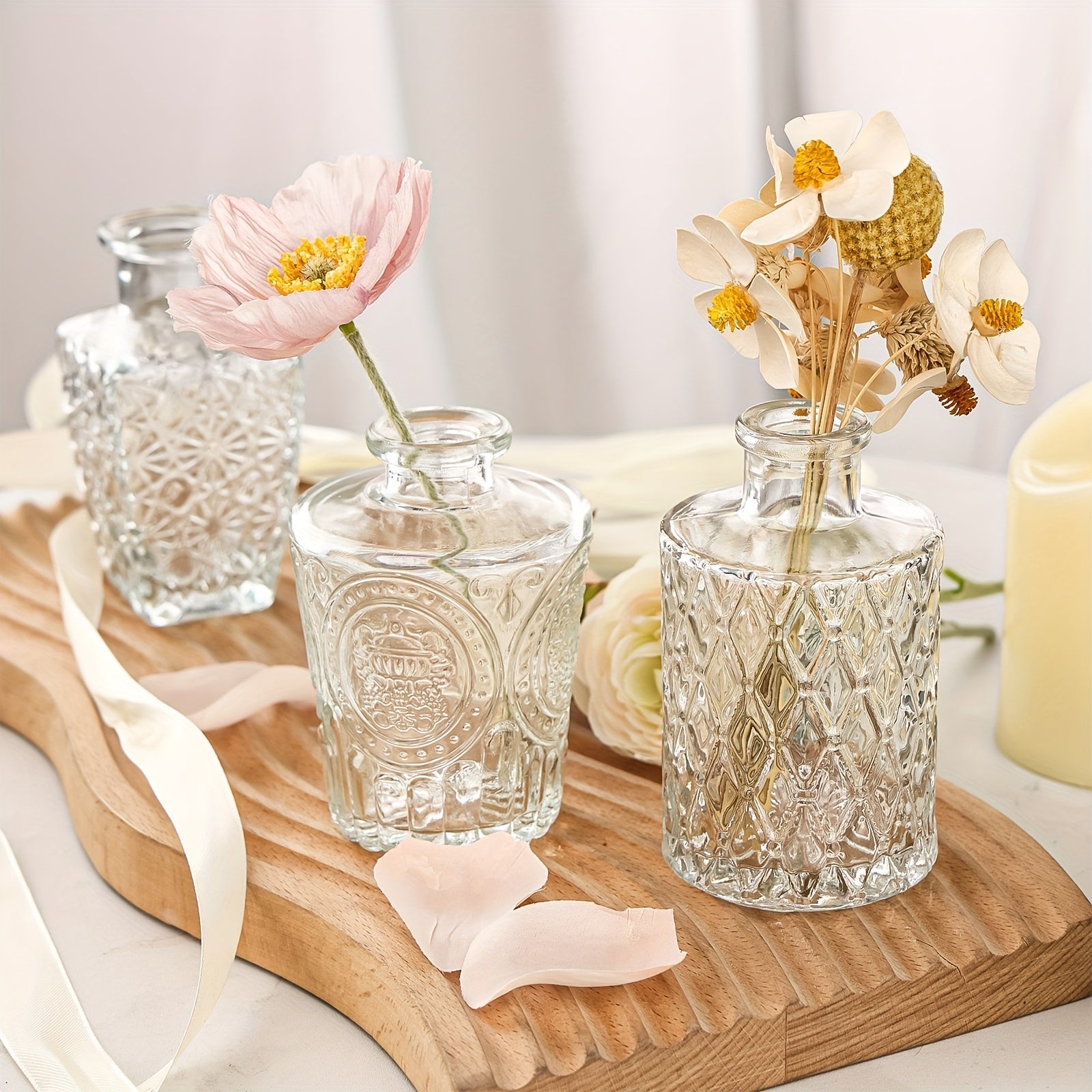 TOMNK 12/30/43/52pcs Bud Vase, Party Centerpieces, Wedding Centerpieces for Tables, Mini Clear Bud Vases for Flowers, Small Flower Vases Suitable for Birthday Party, Anniversary, Wedding, Home Table Deco, Multiple Sizes