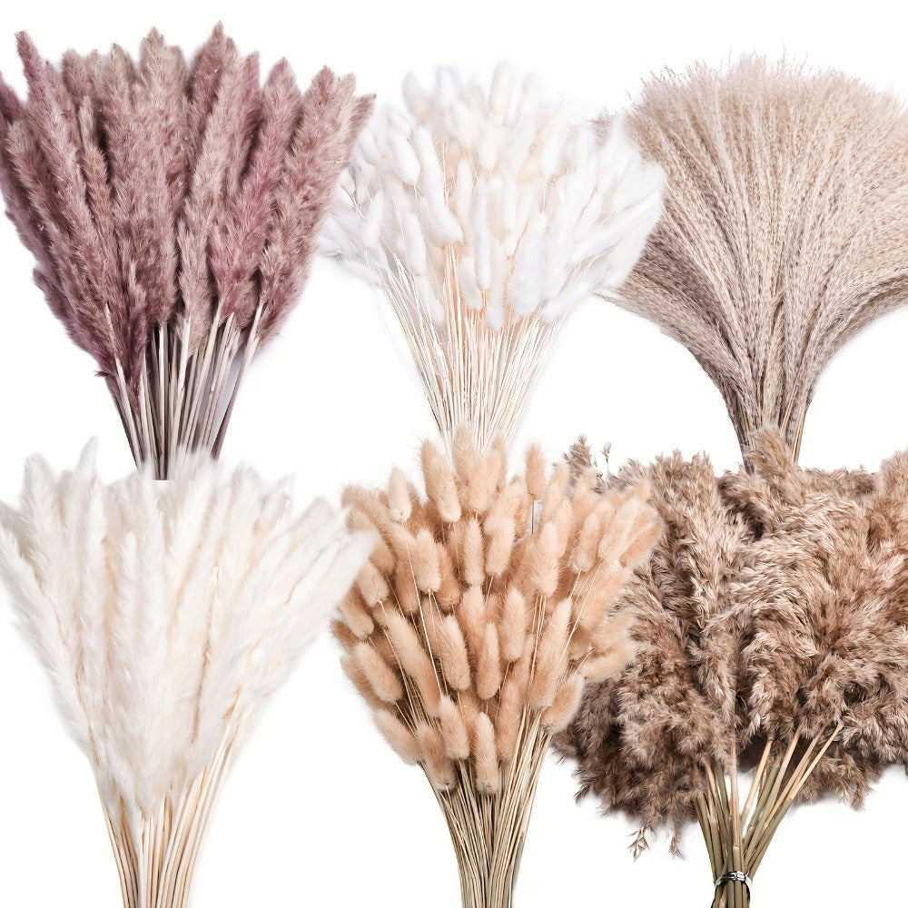 118pcs Multicolor Artificial Pampas Grass & Rabbit Tail Grass Bouquet | Soft Faux Boho Home Decor, Ideal For Weddings, Parties, Outdoor Festivals, Valentine'S Day, Spring Decorations, Mother'S Day, St. Patrick'S Day