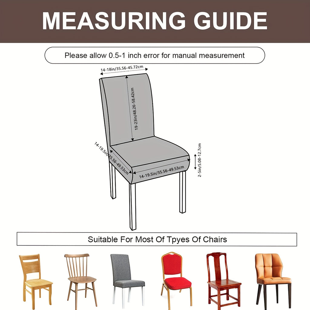 4/6pcs Chair Covers, Polar Fleece Jacquard, All-in-One Design with Elastic-band Closure, Machine Washable, for Dining Room Kitchen Chairs, 200-250 g/㎡