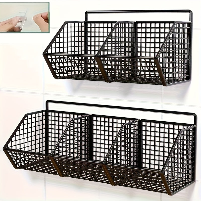 Storage Basket Wire Food Storage Organizer Wall-Mounted Storage Rack Kitchen Bedroom Bathroom Home Wall Rack Sponge Rack Single-Layer Carbon Steel Hanging Basket