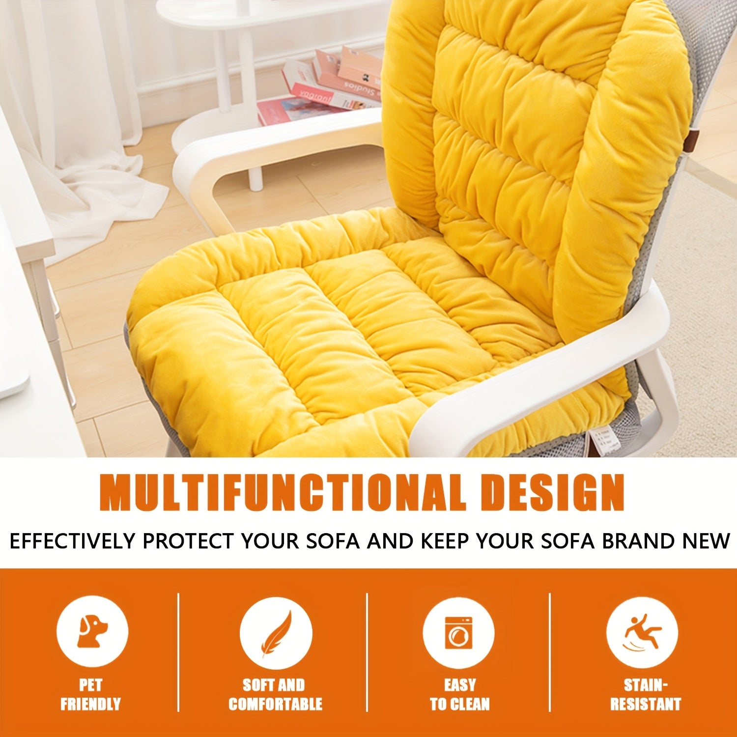 1pc, Thick And Comfortable Seat Cushion, Office Chair Cushion, Lumbar Support And Backrest Cushion for Long Sitting, Living Room Home Decoration