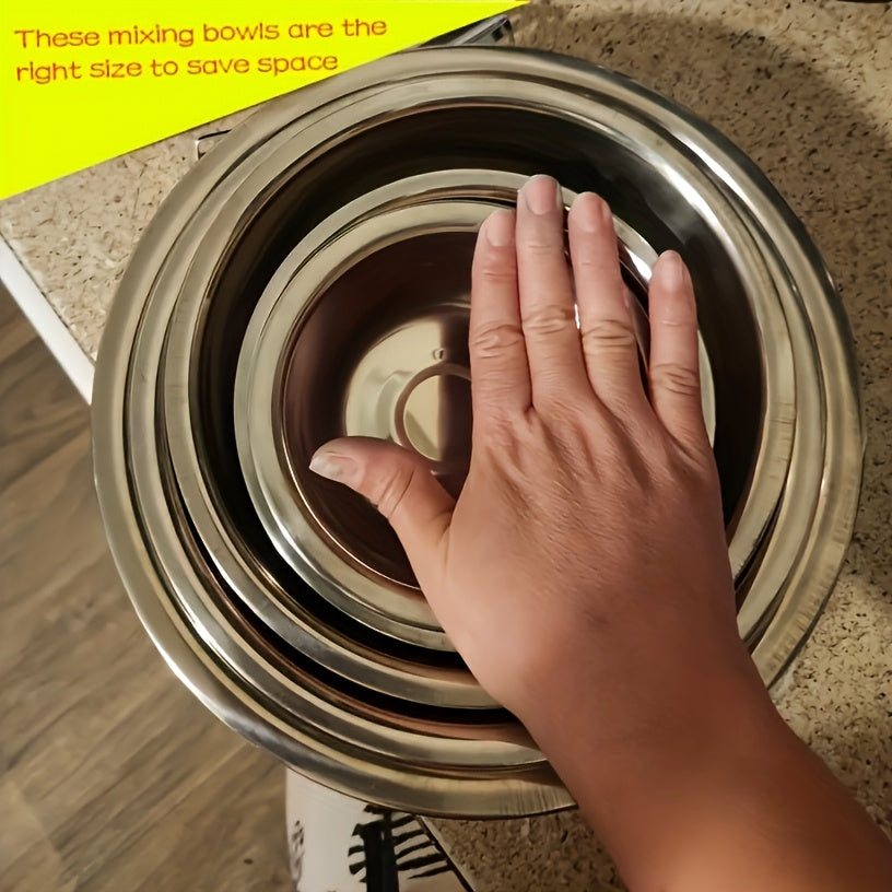 5pcs Stainless Steel Mixing Bowls Stainless Steel Mixing Bowl Set - Easy to Clean, Nesting Bowls for Space Saving Storage, Great for Cooking, Baking, Prepping