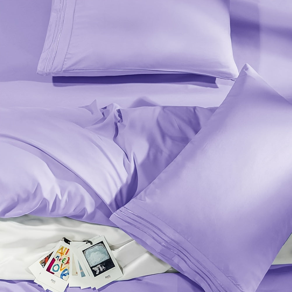4pcs Sheet Set - Bed Sheet Set Super Soft Microfiber 1800 Thread Count Luxury Egyptian Sheets Fit 18-24 Inch Deep Pocket Mattress Wrinkle