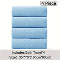 4pcs Oversized Bath Towel Set in Sleek Blue - Ultra Soft, Highly Absorbent, Quick-Dry Microfiber with Diamond Pattern - Includes 4 Bath Towels, and Matching Beach Chair Cover - Ideal for for Bathroom Hotels Gym, Valentine's Day Gift, Wash Cloths