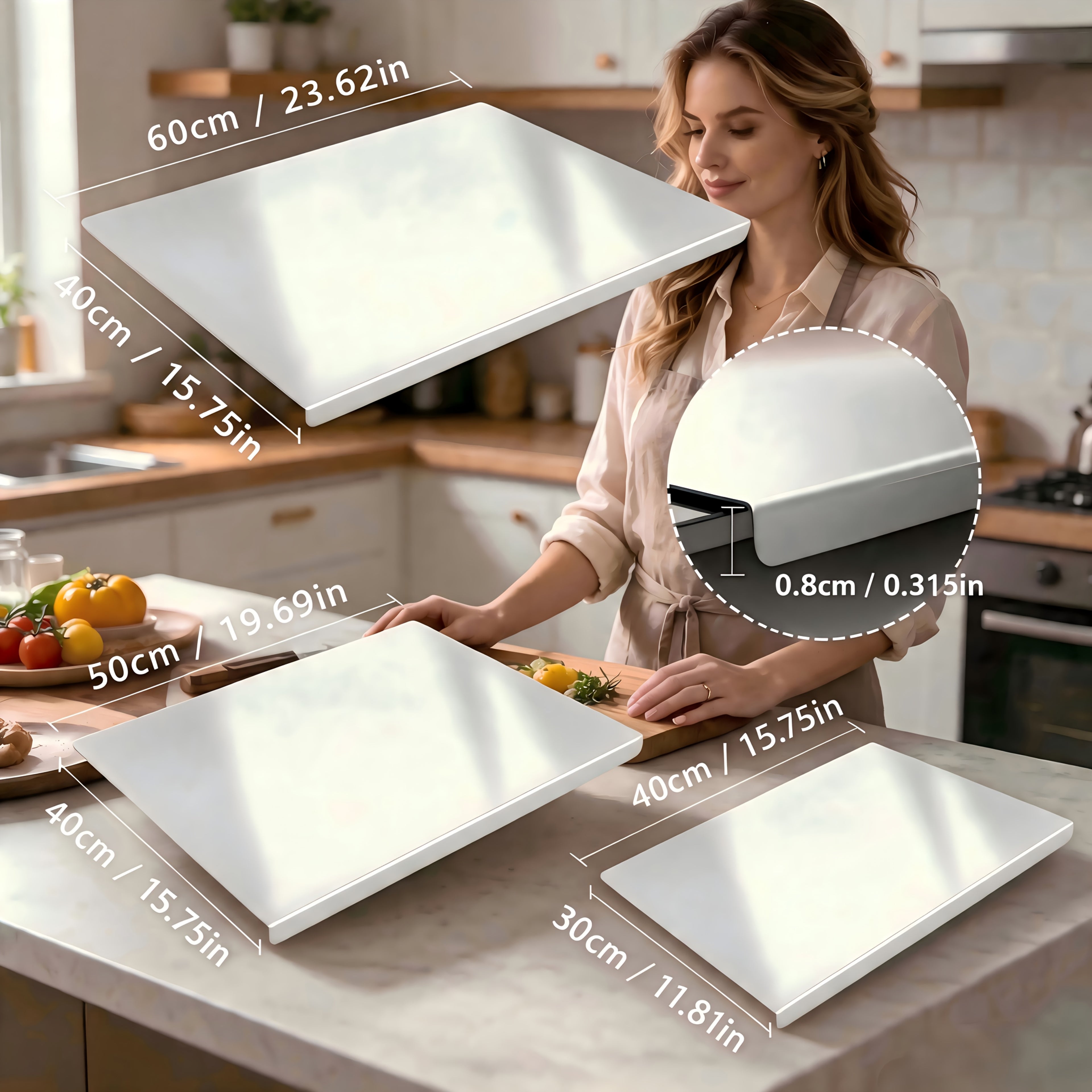 304 Stainless Steel Cutting Board, Household Meat Cutting Board, Kitchen Scroll Knife Board, Kitchenware Supplies