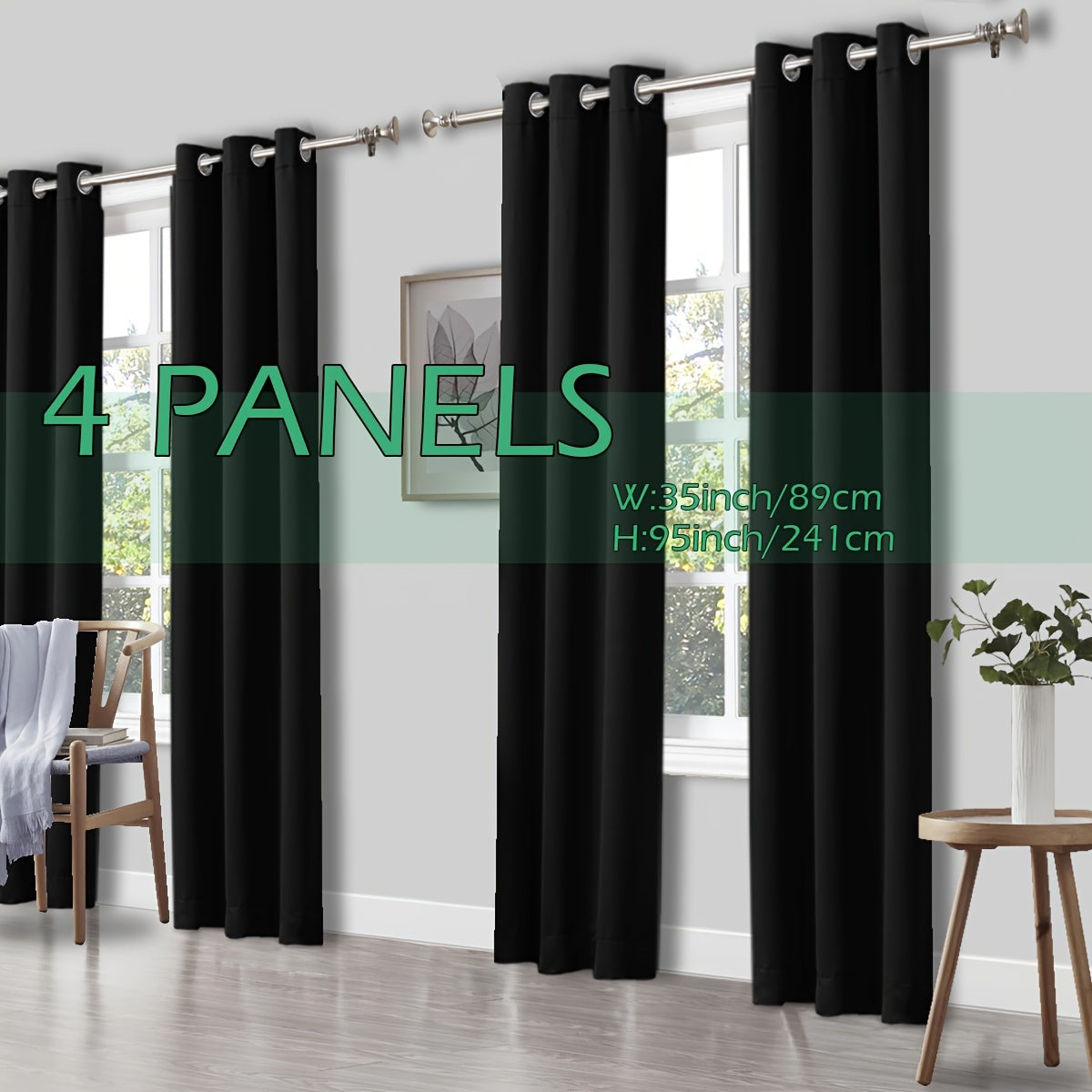 4 Panels Thermal Insulated Blackout Curtains - Triple Weave Thermal Insulation & Light Blocking, Solid Grommet Top, Polyester/ Linen-like Fabric, Deep Red for Bedroom, Living Room, Office - Window Drapes for Complete Darkness & Comf