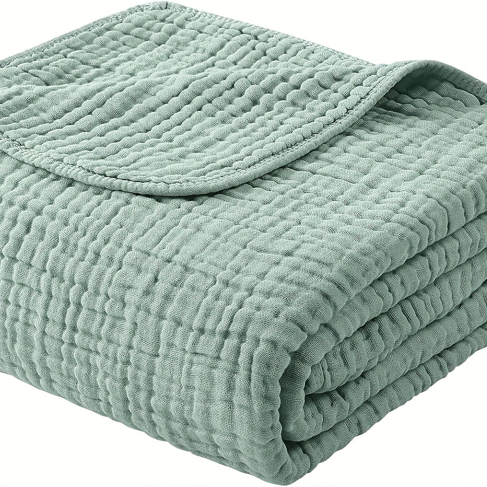 100% Cotton Muslin Blanket 6 Layer, Soft Morandi Color Gauze Blanket for Couch & Bed, Lightweight & Breathable Blanket for All Season, Machine Washable