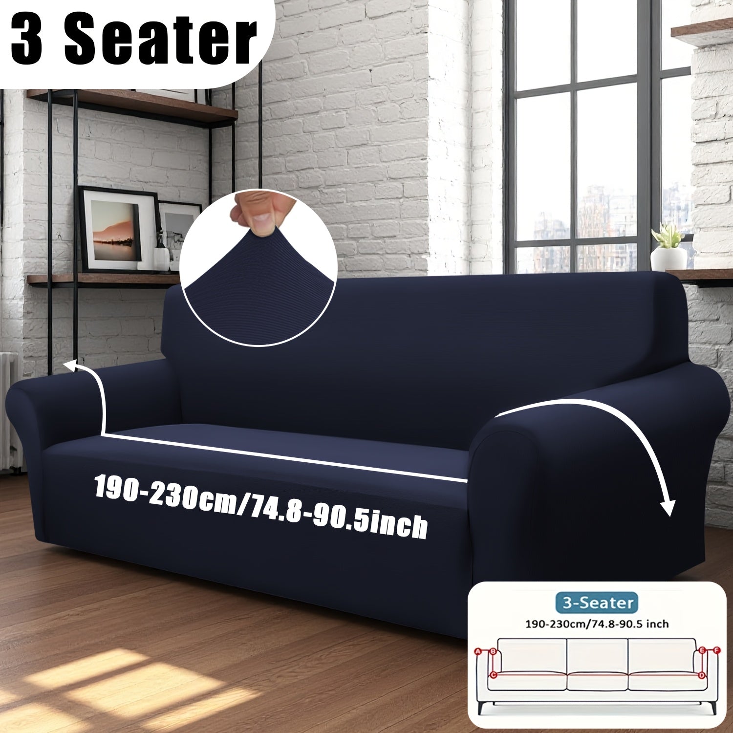 Classic Stretch Sofa Cover with Elastic Band, Milk Fiber Fabric Slipcover-Grip, Machine Washable, Polyester And Spandex, Fits Armchair to 4-Seater Sofas, International Style Throw Design
