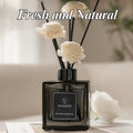 No Fire Fragrance - 1.69oz Elegant Black Glass Diffuser with White Roses, Air Freshener for Home Decor, Bedroom, Bathroom, And Office, Ideal Christmas Gift, Office Fragrance | Elegant Diffuser | Durable Scent, Bathroom Decor, Reed Diffuser Oils