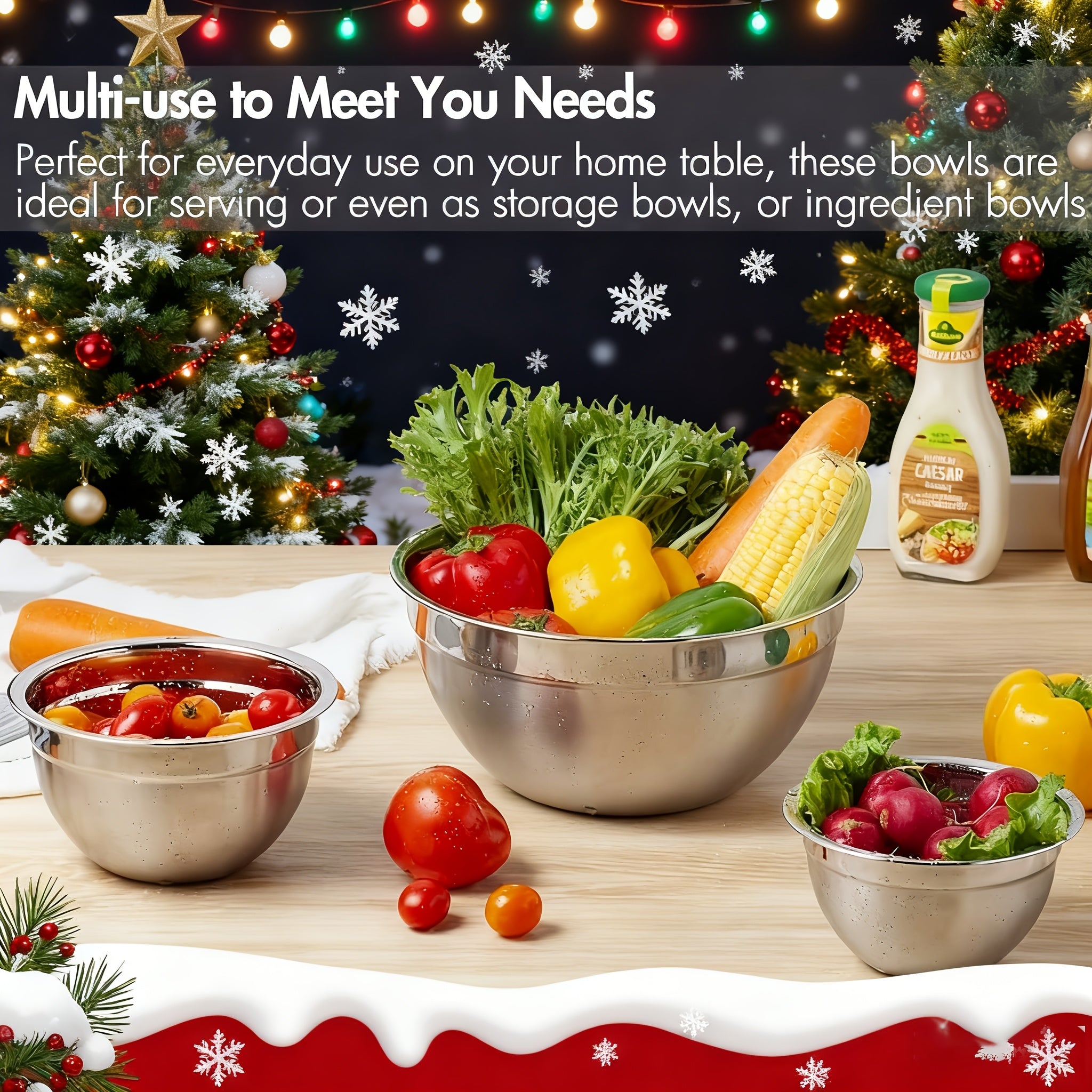 30pcs Stainless Steel Mixing Bowls with Airtight Lids - 7 Bowls & Lids + 23 Kitchen Tools, Grater Attachments, Size 4.5, 3.6, 2.7, 2.1, 1.7, 1.1, 0.7QT, Great for Mixing & Serving, Christmas, New Year, Mother Gift