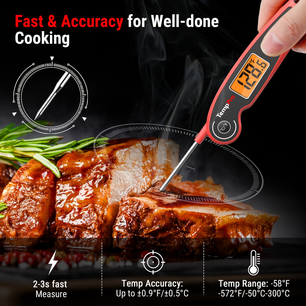 TempPro F05 Digital Meat Thermometer For Cooking With Motion Sensing, Food Thermometer For Kitchen BBQ Oil Grill Smoker Candy Thermometer