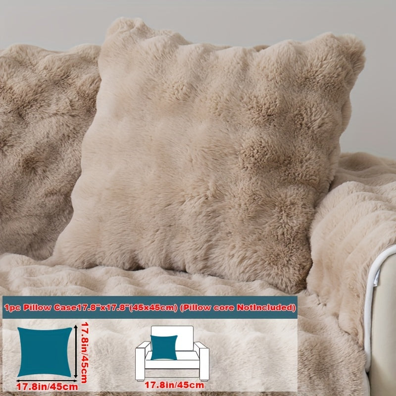 1pc Faux Rabbit Plush Sofa Cover - Winter Warm Thickened Soft Pet-Friendly Anti-Slip Furniture Protection Cover for Bedroom, Office, Living Room