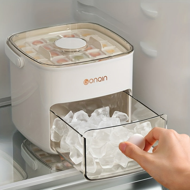 48-Compartment Cube of Ice Mold, Ice Box Cube of Ice Tray, Easy Capping - Double Layer, Food Grade Plastic Storage Tray - Portable Design for Beverages, Tea & Coffee, Essential Kitchen Gadget, Cube of Ice Tray with Lid, Novelty Cube of Ice Trays