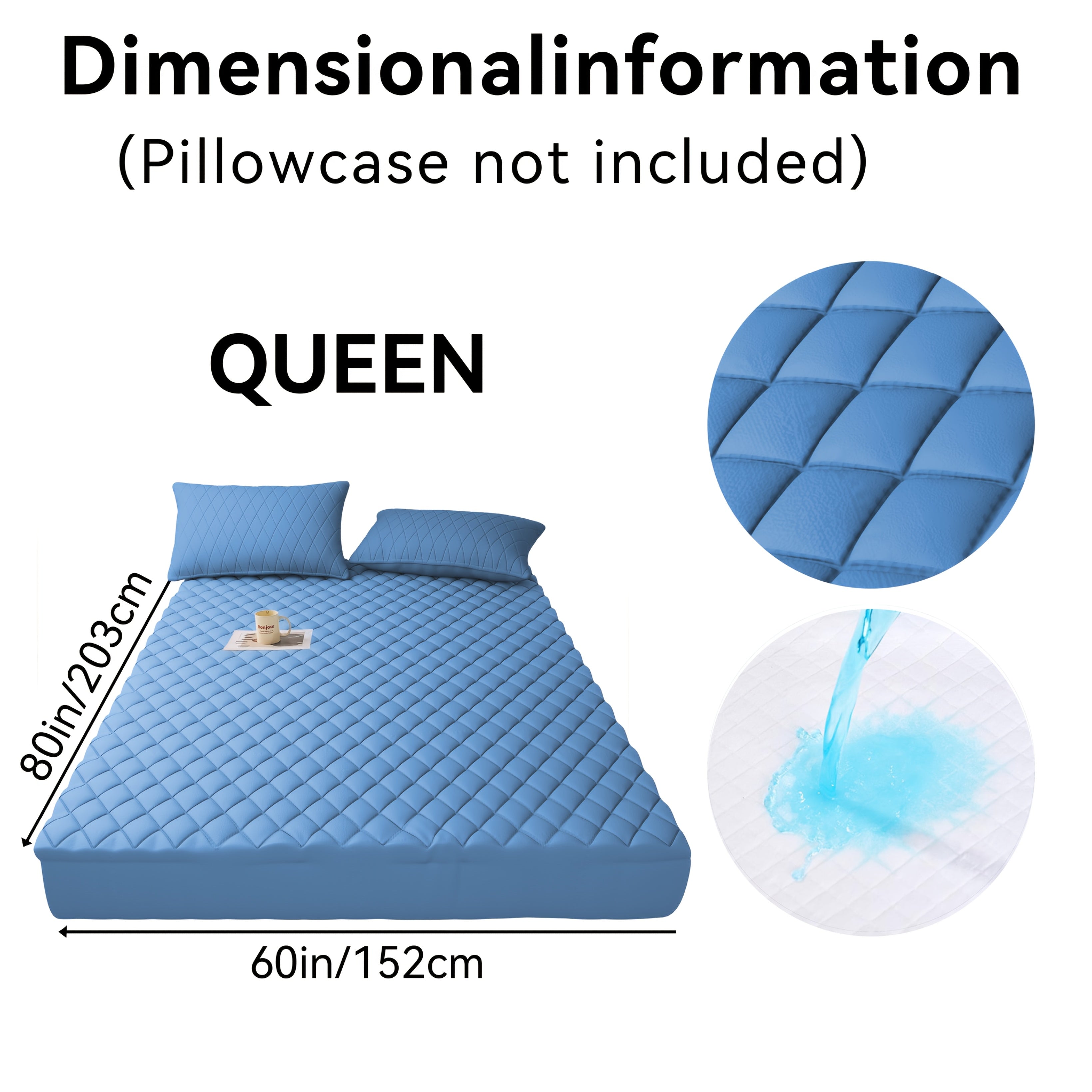 1pc Luxury Waterproof Mattress Protector with Side Storage Pocket, Diamond Quilted Deep Pocket Mattress Cover Including Random Color, Breathable Cooling Mattress Pad, Soft Noiseless Bed Protector for Twin Full Queen King