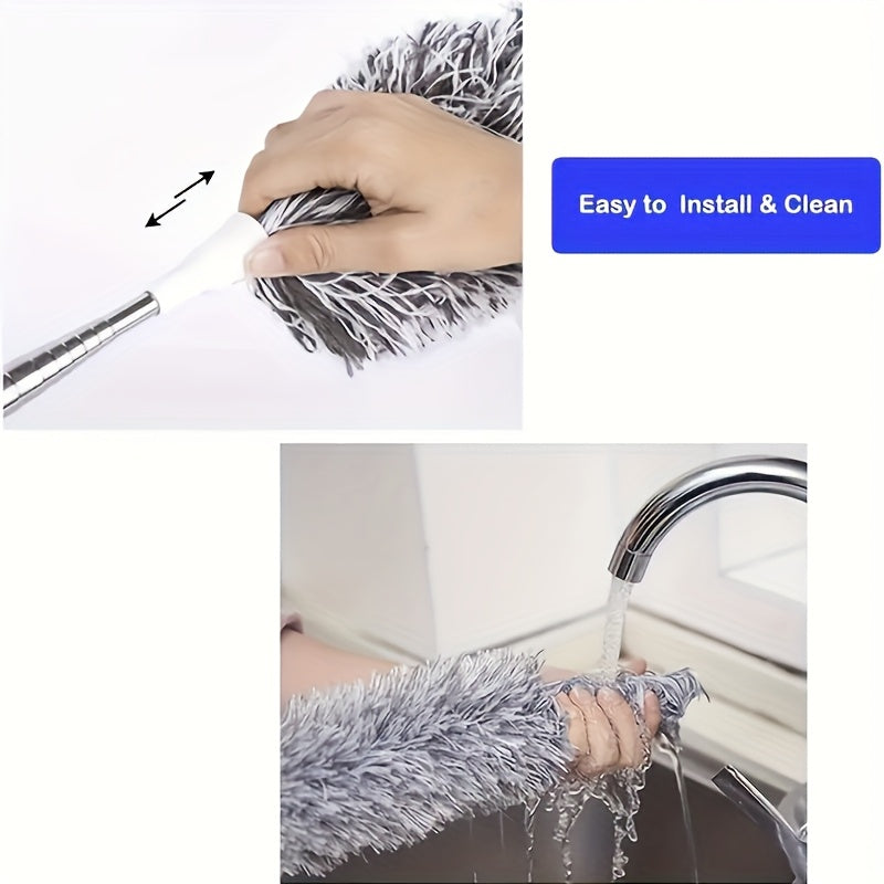 Ceiling Mop, Adjustable And Bendable Microfiber Duster Mop - Washable, Reusable Cleaning Tool for High Ceilings, Furniture, And Cars, 3 Red Thumbs-Up Symbols of Approval