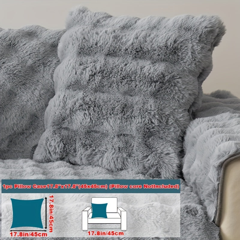 1pc Faux Rabbit Plush Sofa Cover - Winter Warm Thickened Soft Pet-Friendly Anti-Slip Furniture Protection Cover for Bedroom, Office, Living Room