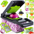 16-in-1 Vegetable Chopper with 8 Blades & Container - Professional Onion Dicer, Multifunctional Kitchen Slicer for Effortless Food Prep
