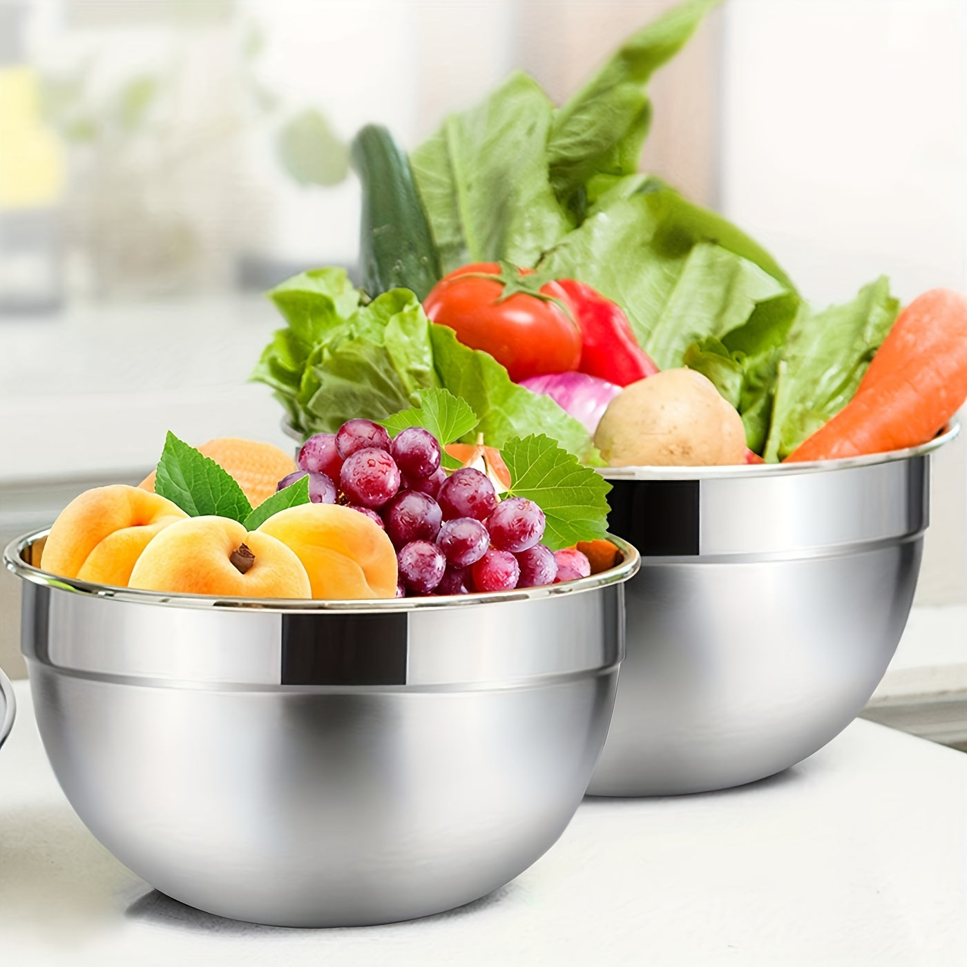 7pcs mixing bowls with sealed lids - rust proof, easy to grip - perfect for cooking and serving, baking, vegetable, salad mixing - stainless steel bowls with lids - mixing bowls with lids, holiday gifts