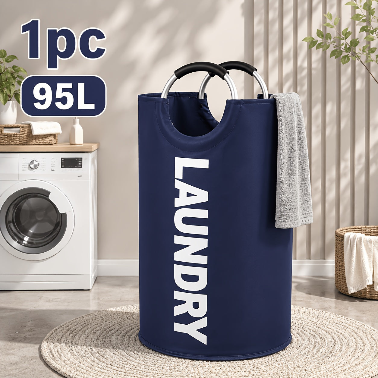 2pcs/ 1pc Large Foldable Laundry Basket, Dirt Clothes Basket With Padded Handle - Waterproof Freestanding Dirt Clothes Basket. Easter Gift(With Random Color Options)