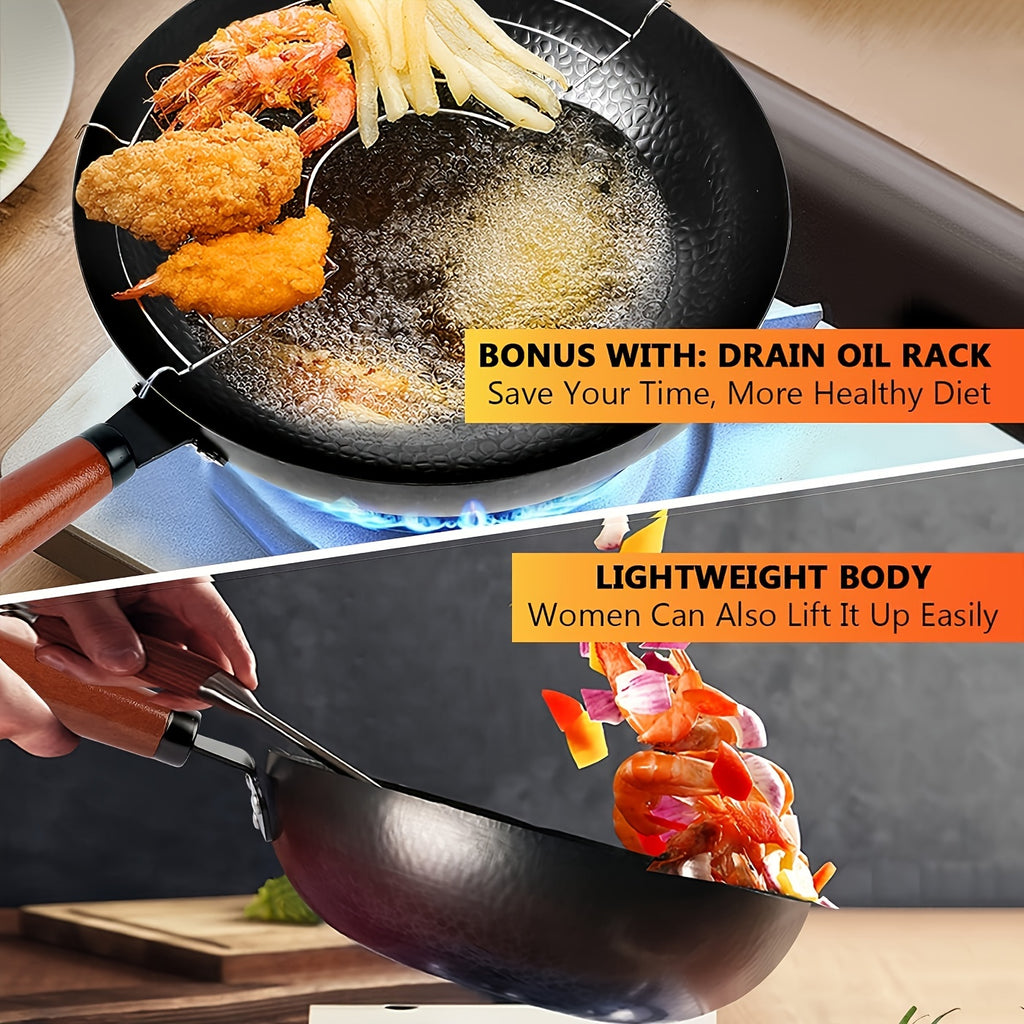 7/20pcs Covered Wok - Non Stick Cast Iron Cookware Frying Pan 12.6 Inches | Suitable for All Stoves, Comes with Kitchenware Accessories, Kitchen Utensils, Kitchen Tools, Kitchen Accessories, Camping Kitchen Supplies